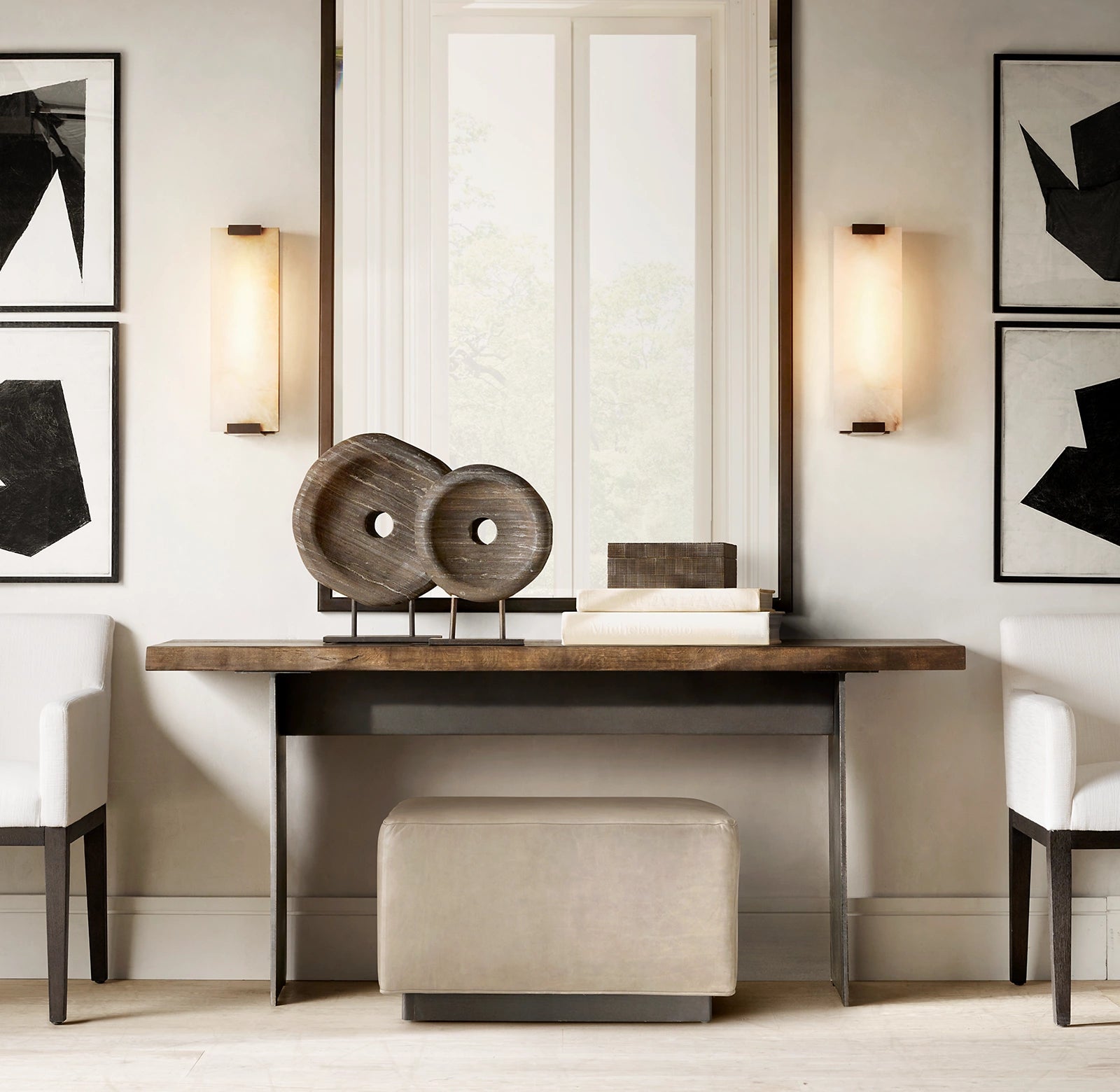 Hand carved Alabaster Grand Sconce