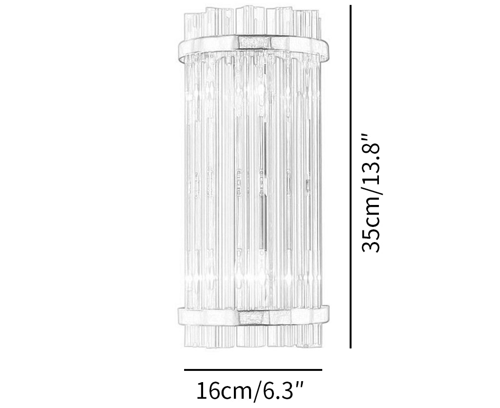 Three Sided Crystal Rod Wall Lamp