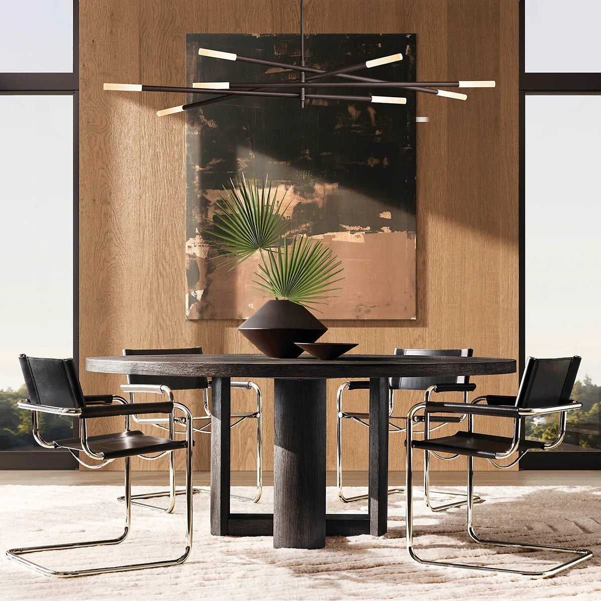 Roussea 8-Light Mobile Etched Rod Chandelier