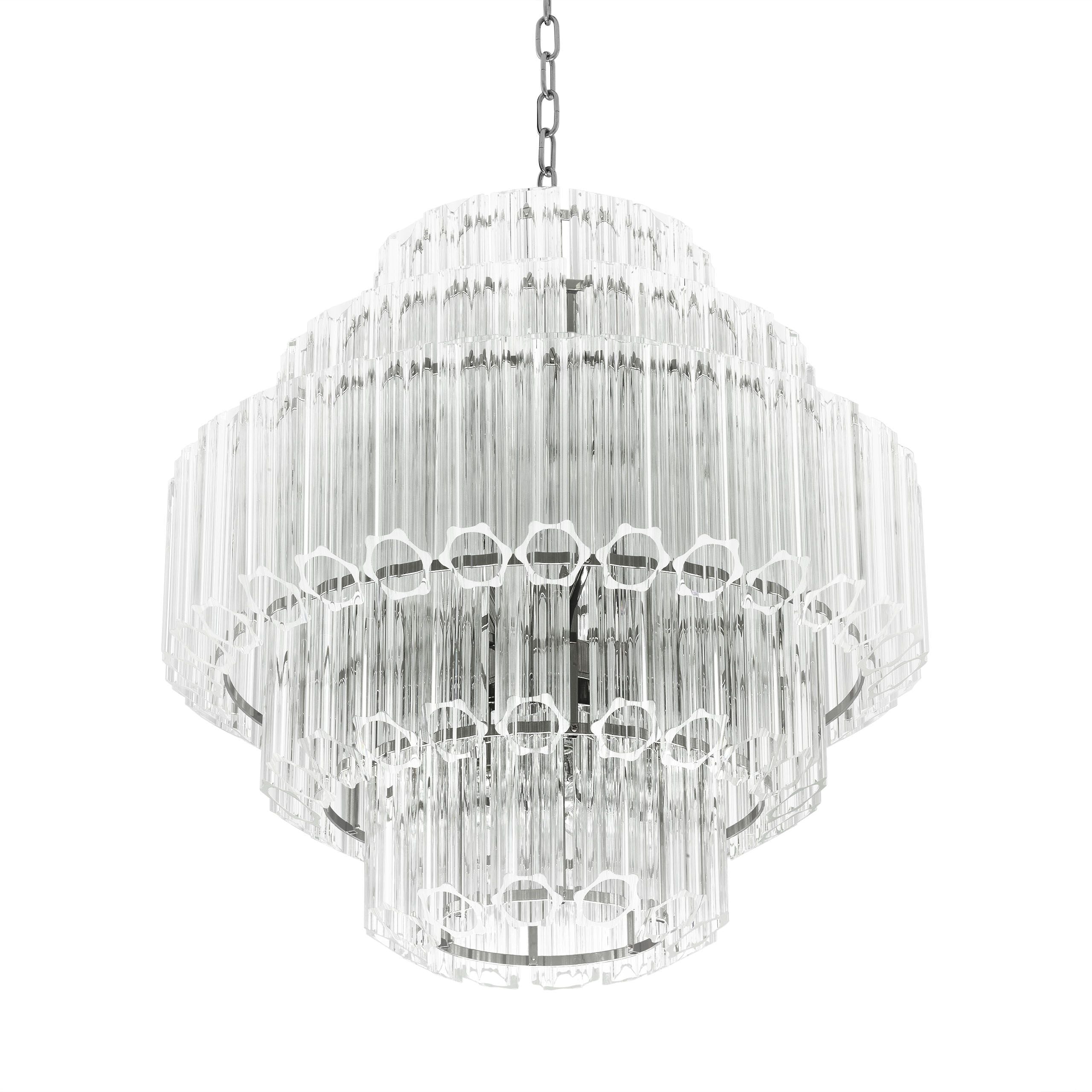 Vittoria S Modern Glass Chandelier - [Nickel] -