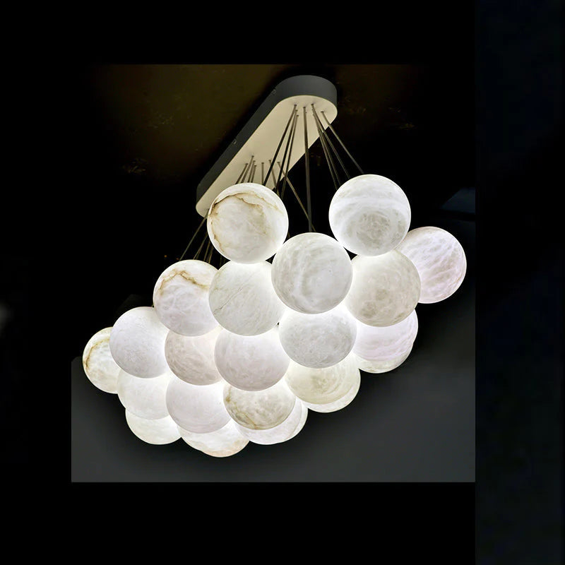 27-Alabaster Ball Chandelier, Luxury Model Lighting