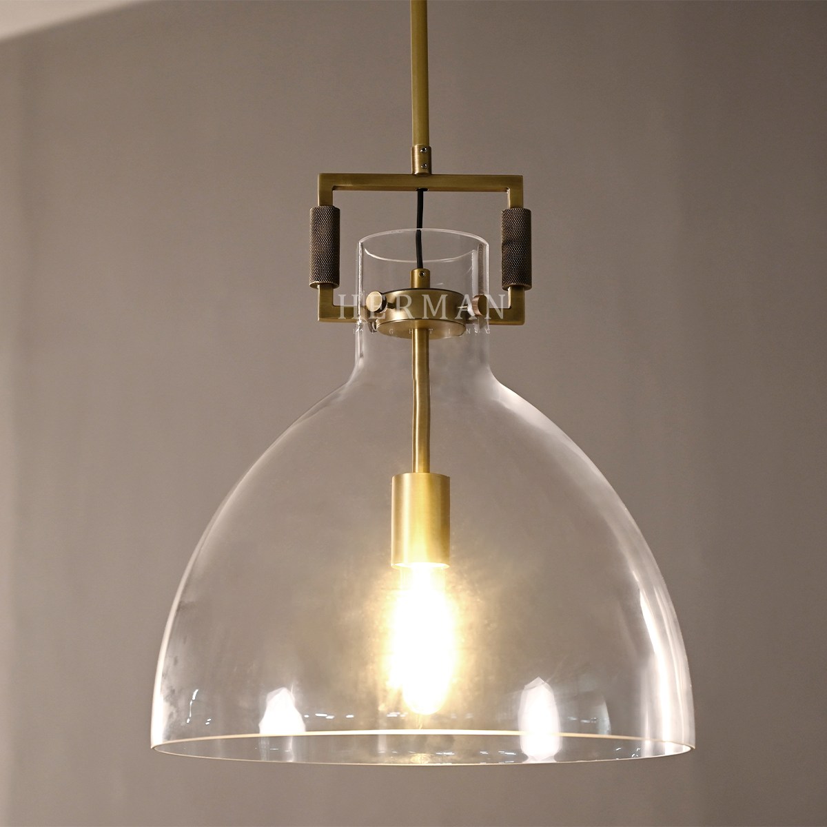 Machines Cloche Machinist Glass Globe Shade Pendant Light 10'', 14'', 18''