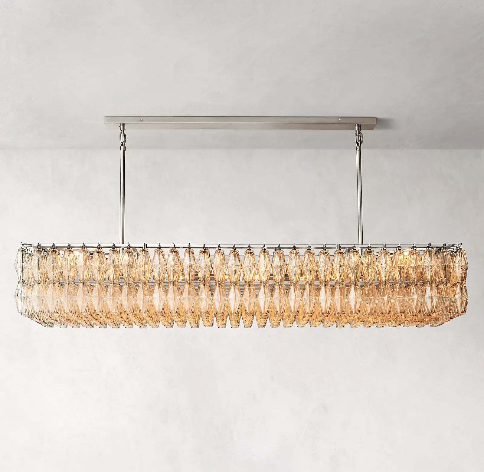 Chiara Glass Rectangular Chandelier W74"