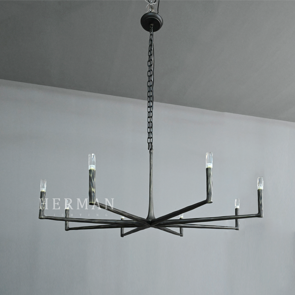 Thaddeus Forged Round Chandelier 60"