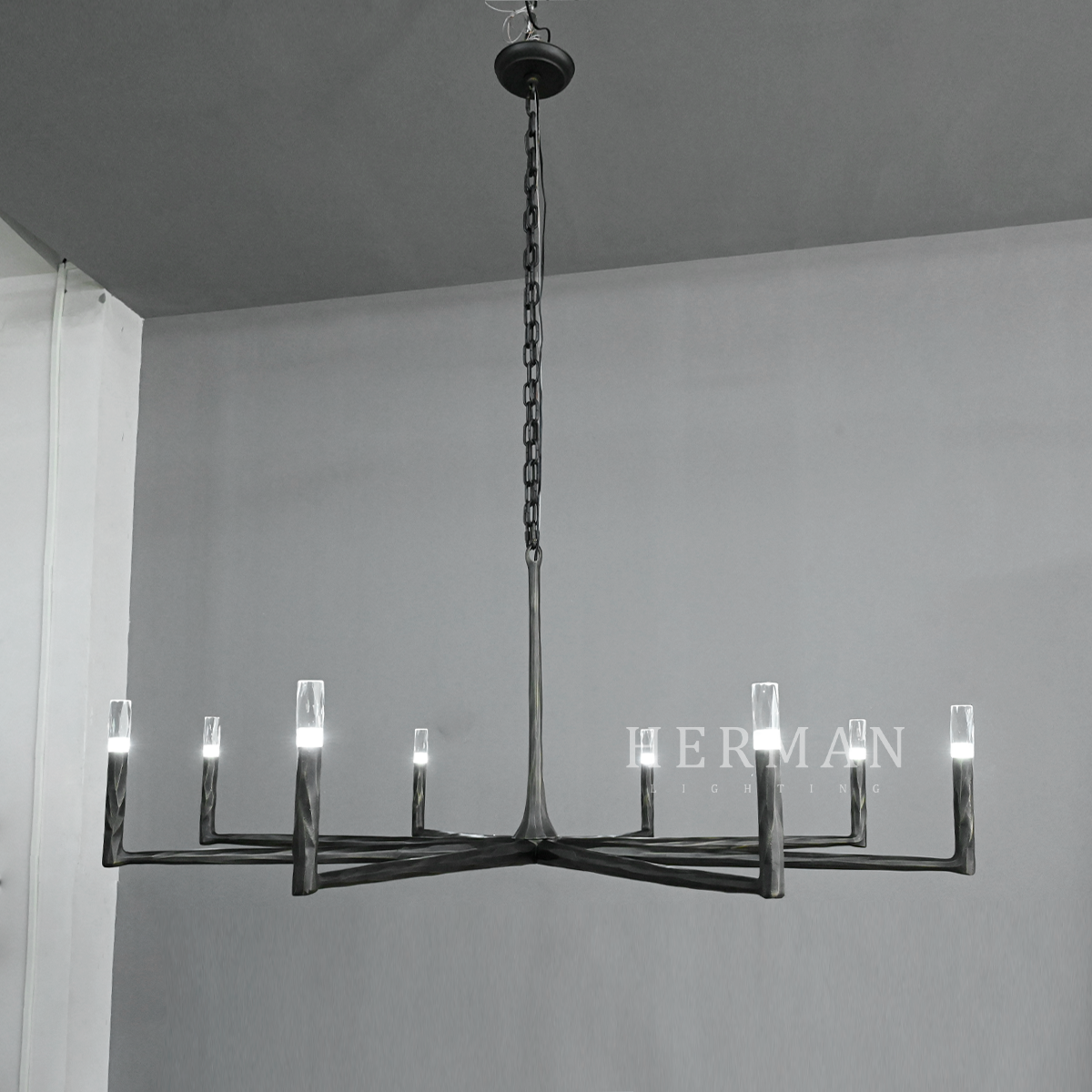 Thaddeus Forged Round Chandelier 60"