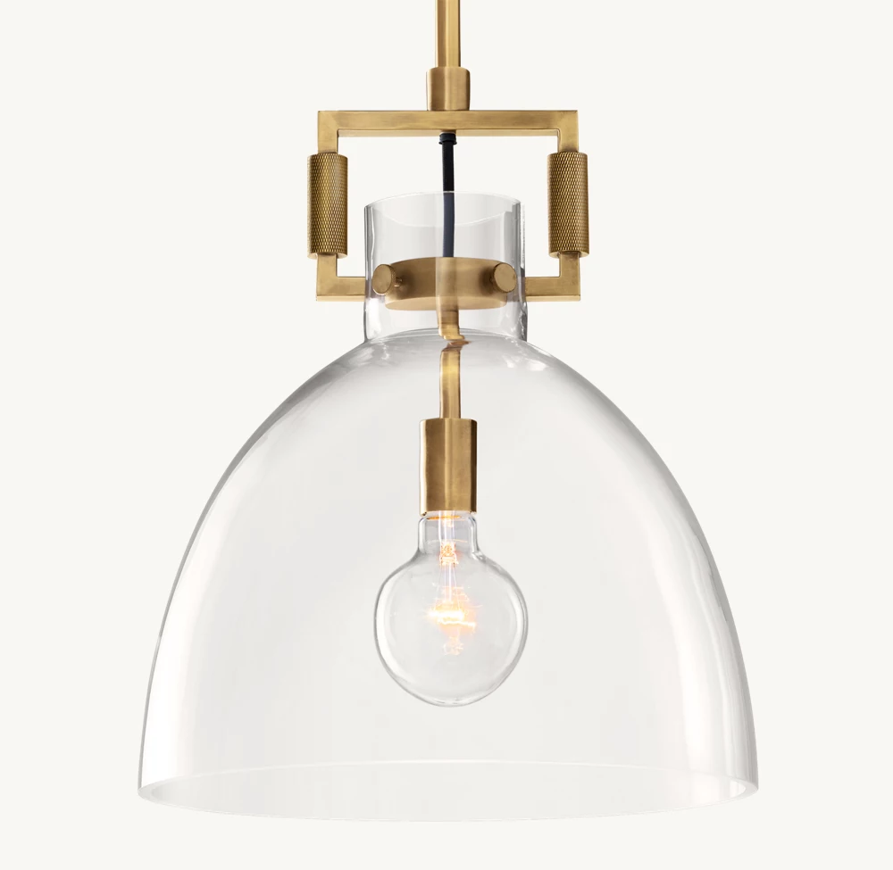 Machines Cloche Machinist Glass Globe Shade Pendant Light 10'', 14'', 18''