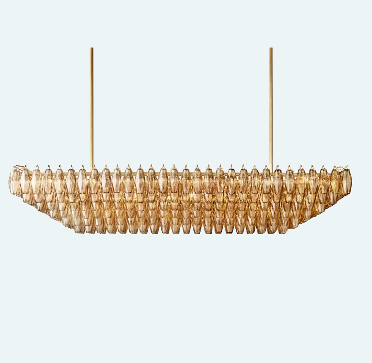 Chiara Glass Tiered Rectangular Chandelier 54"