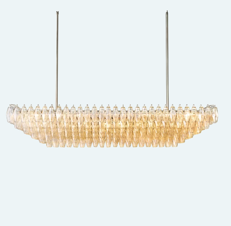 Chiara Glass Tiered Rectangular Chandelier 54"