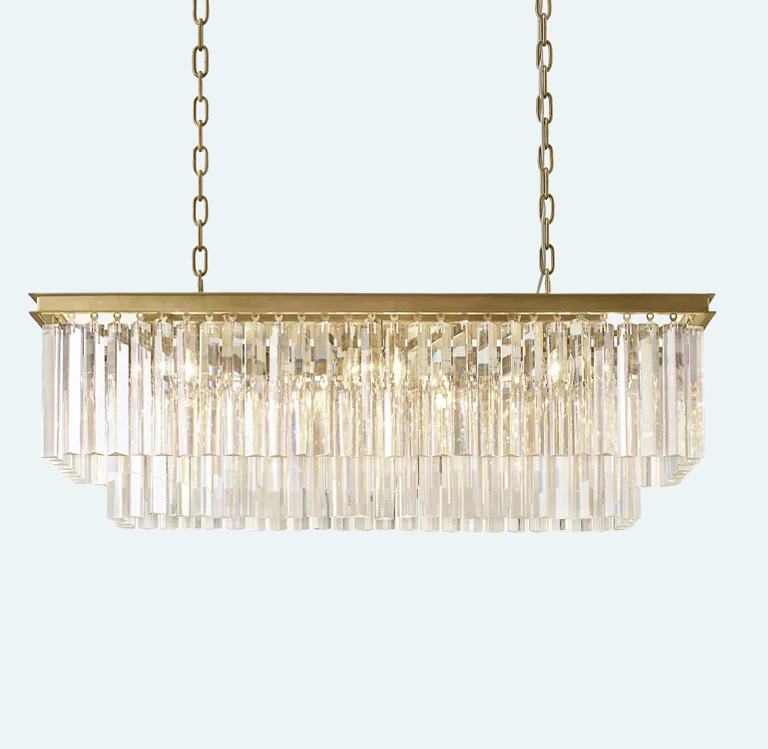 Odeon Rectangle Chandelier 40", 2-Tier