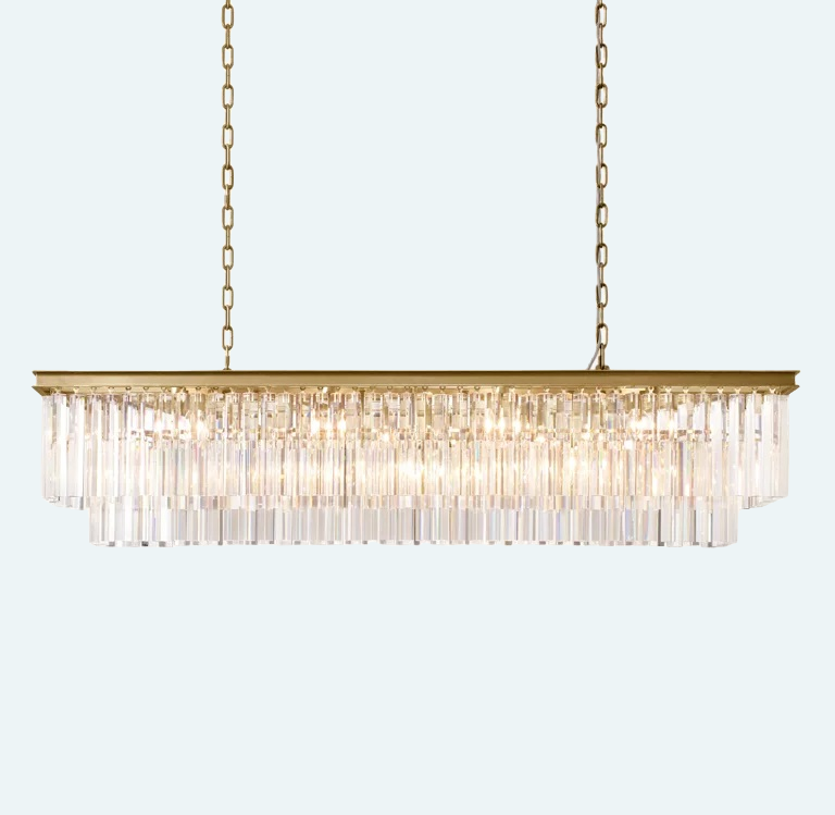 Odeon Rectangle Chandelier 59",2-Tier