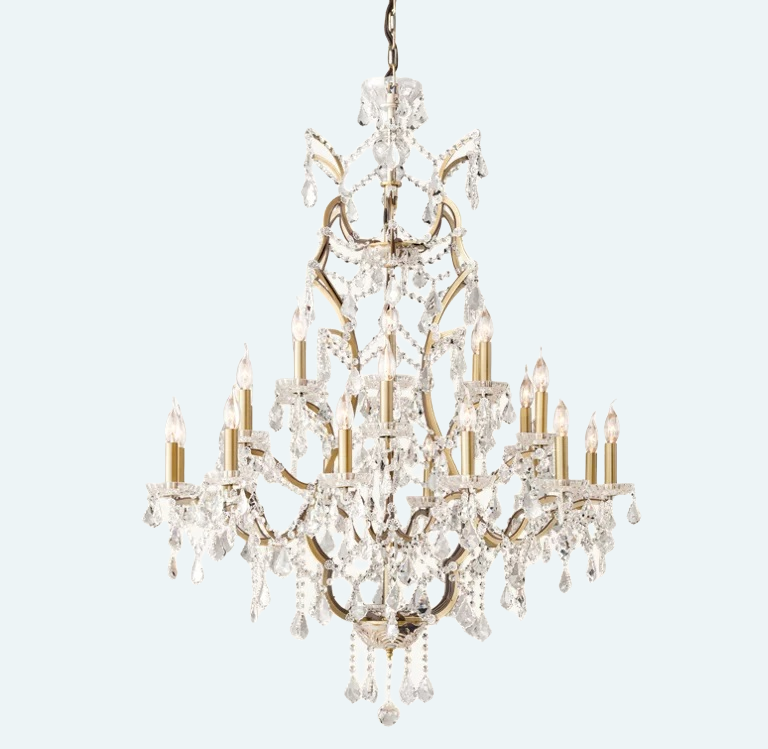 Rococo Iron & Crystal Round Chandelier 40"