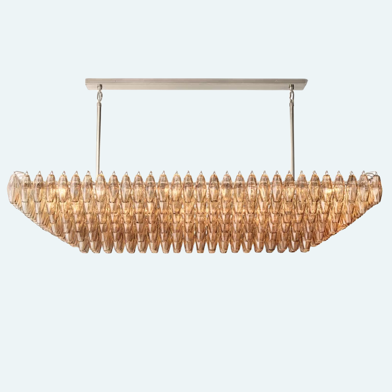 Chiara Glass Tiered Rectangular Chandelier 54"