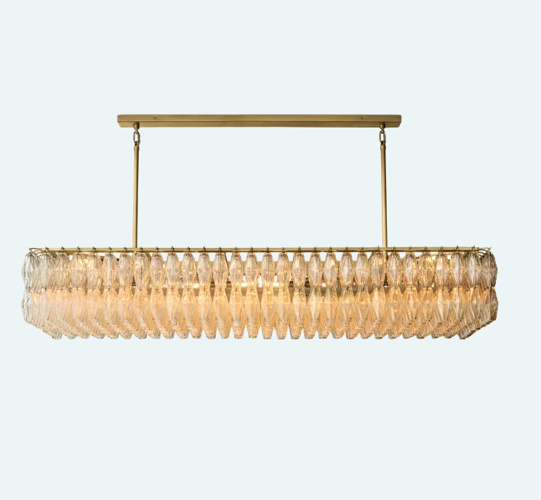 Chiara Glass Rectangular Chandelier W74"