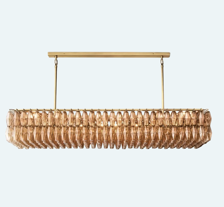 Chiara Glass Rectangular Chandelier W74"