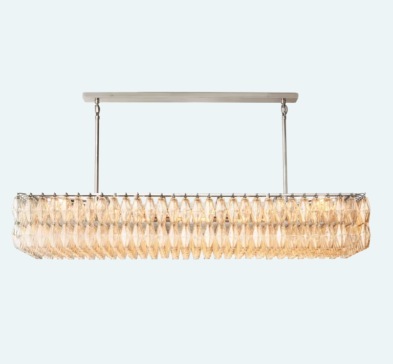Chiara Glass Rectangular Chandelier W74"