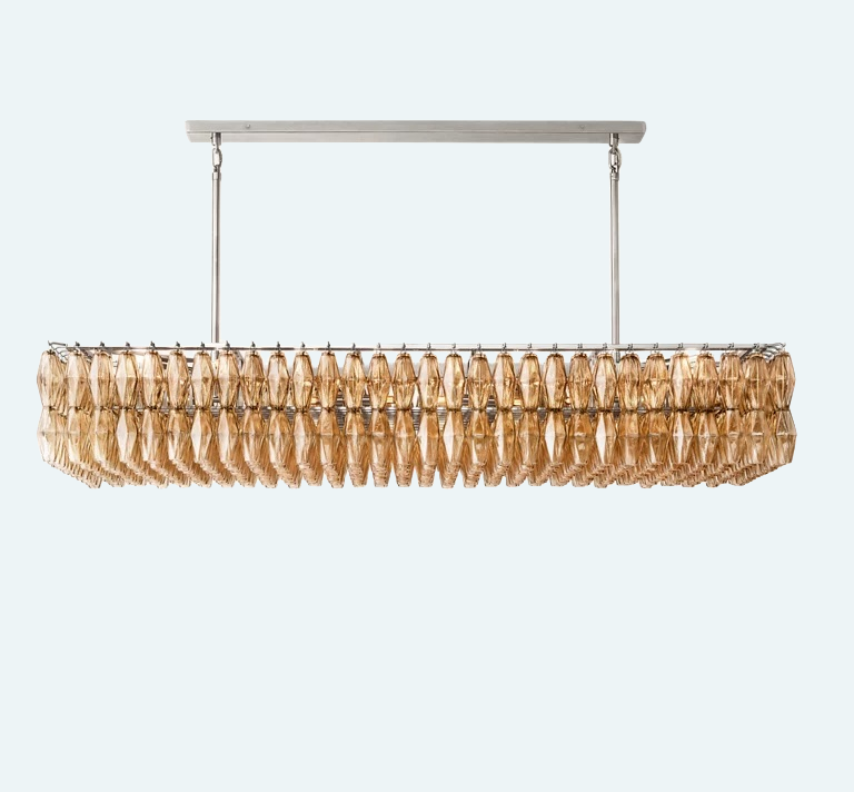 Chiara Glass Rectangular Chandelier W74"
