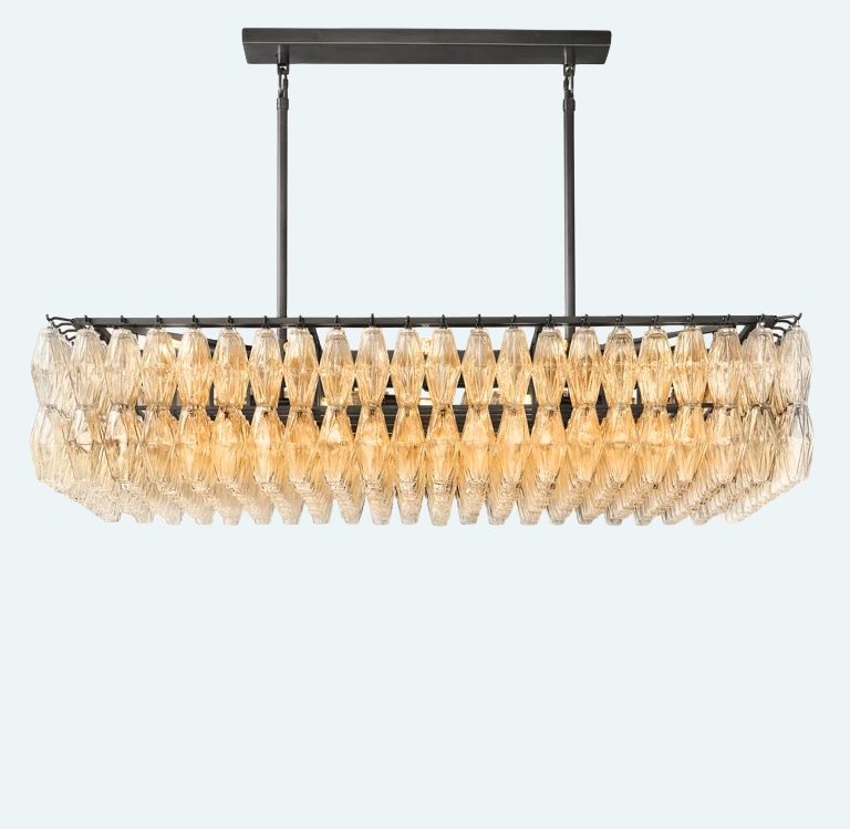 Chiara Glass Rectangular Chandelier W74"