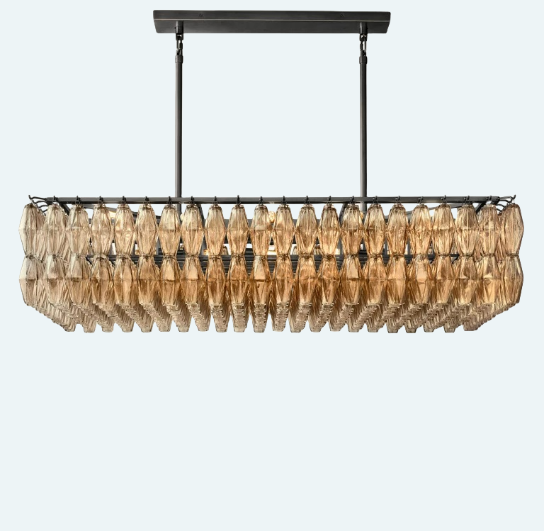 Chiara Glass Rectangular Chandelier W74"