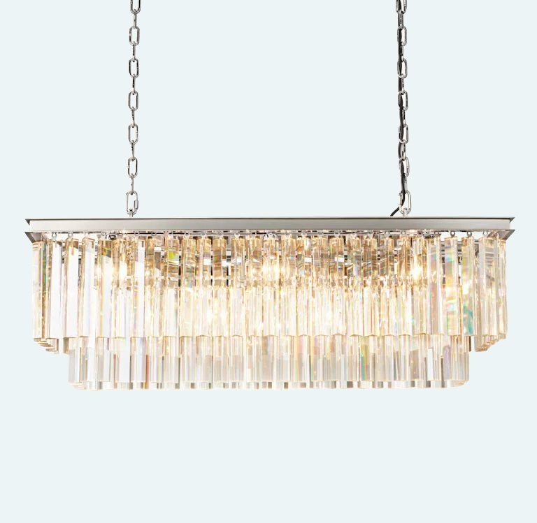 Odeon Rectangle Chandelier 40", 2-Tier