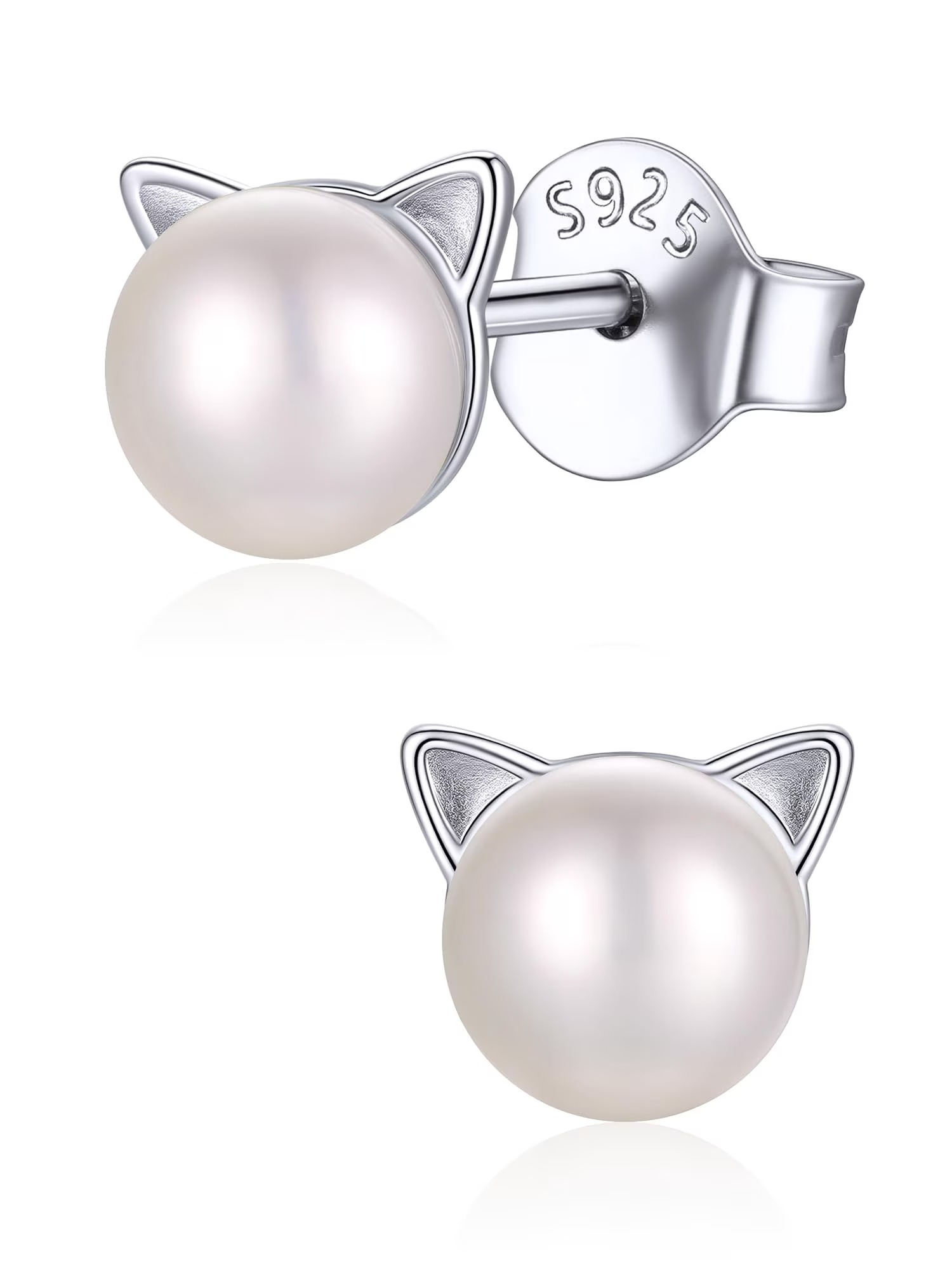 ChicSilver Pearl Earrings for Women 4mm Freshwater Cultured White Button Pearl Stud Earrings 925 Sterling Silver
