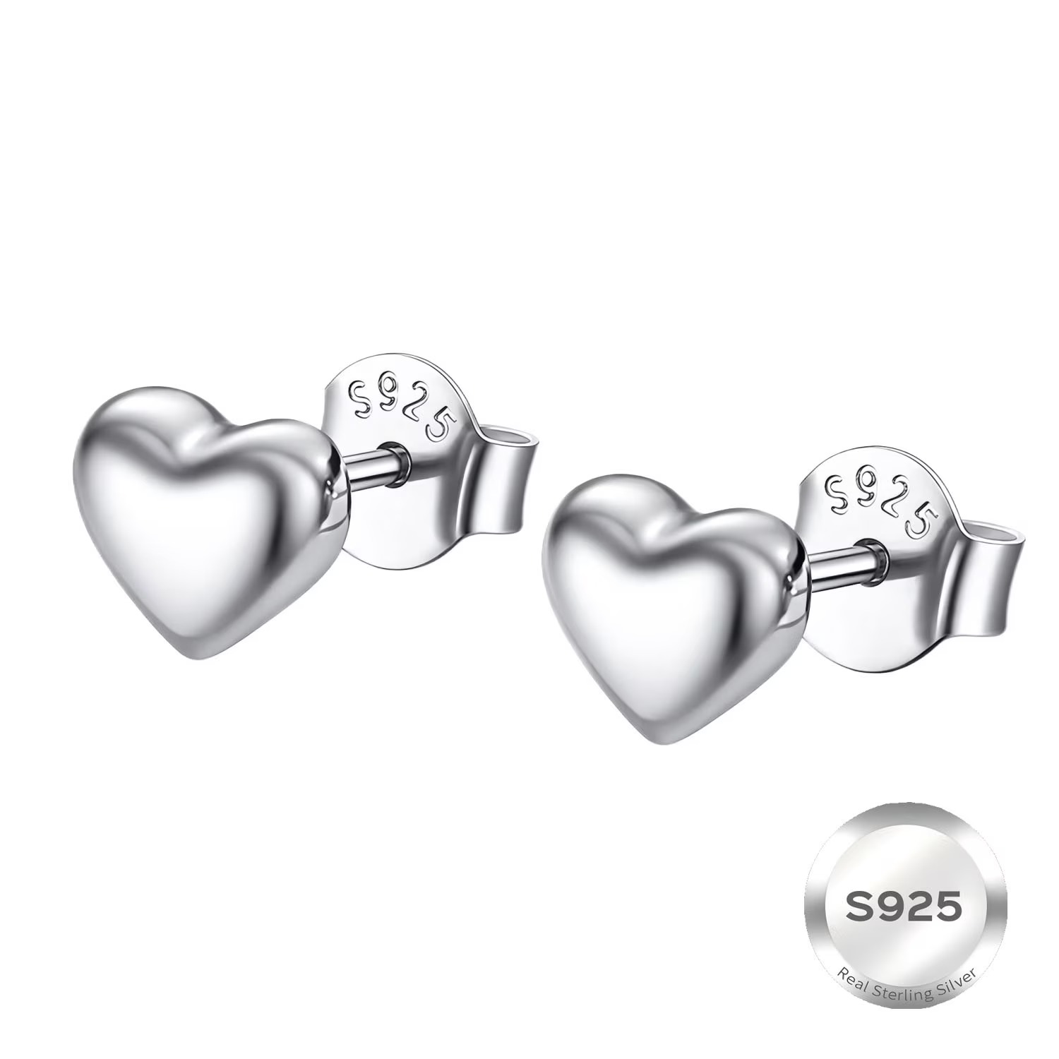 ChicSilver 925 Sterling Silver Heart Stud Earrings for Women, Dainty Small Heart Earrings for Birthday Valentine's Day Gift