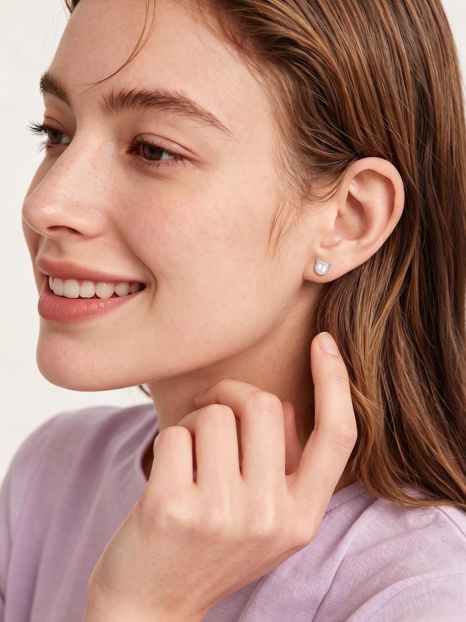 ChicSilver Pearl Earrings for Women 4mm Freshwater Cultured White Button Pearl Stud Earrings 925 Sterling Silver