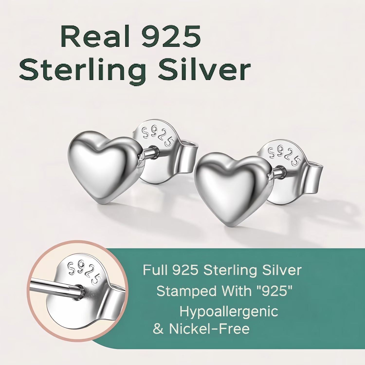 ChicSilver 925 Sterling Silver Heart Stud Earrings for Women, Dainty Small Heart Earrings for Birthday Valentine's Day Gift