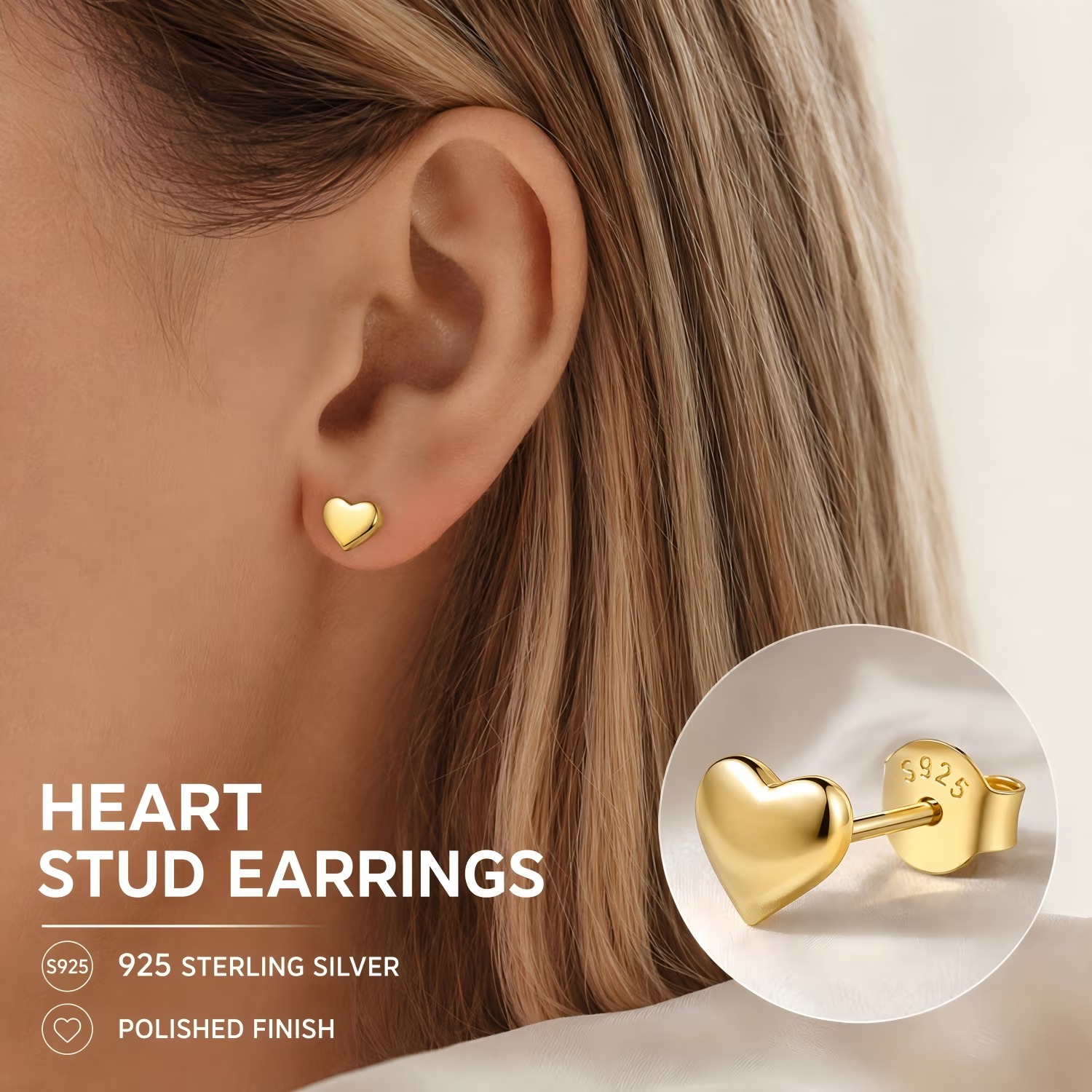 ChicSilver 925 Sterling Silver Heart Stud Earrings for Women, Dainty Small Heart Earrings for Birthday Valentine's Day Gift