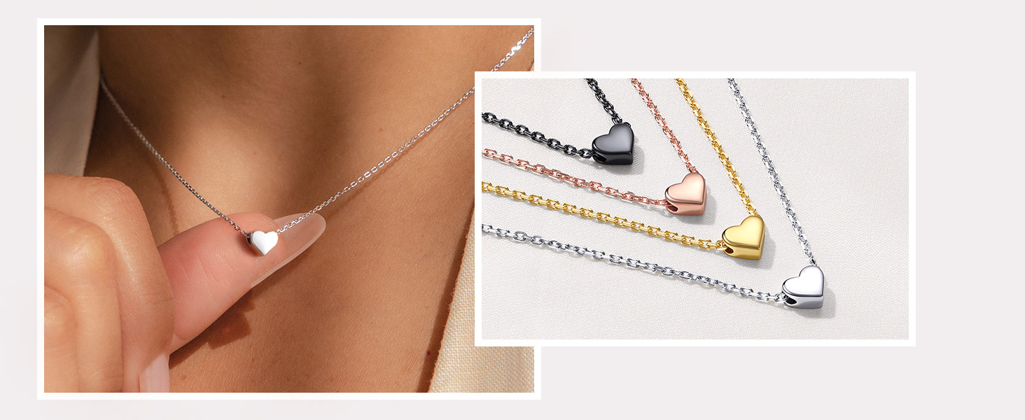 ChicSilver Cute Heart Necklace for Women Teen Girls 925 Sterling Silver Heart Pendant Necklace Small Charm Birthday Christmas Jewelry Gift