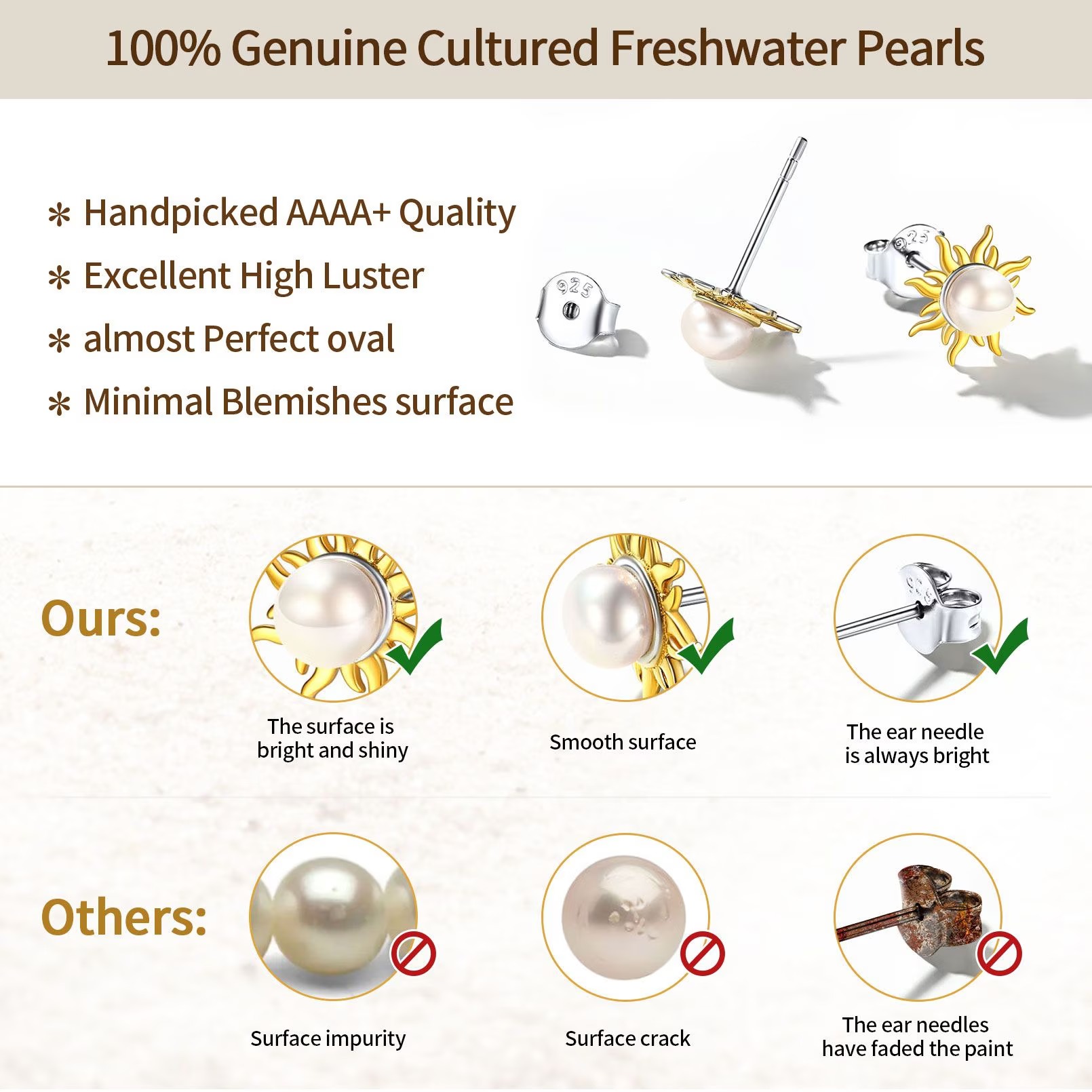 ChicSilver Pearl Earrings for Women 4mm Freshwater Cultured White Button Pearl Stud Earrings 925 Sterling Silver
