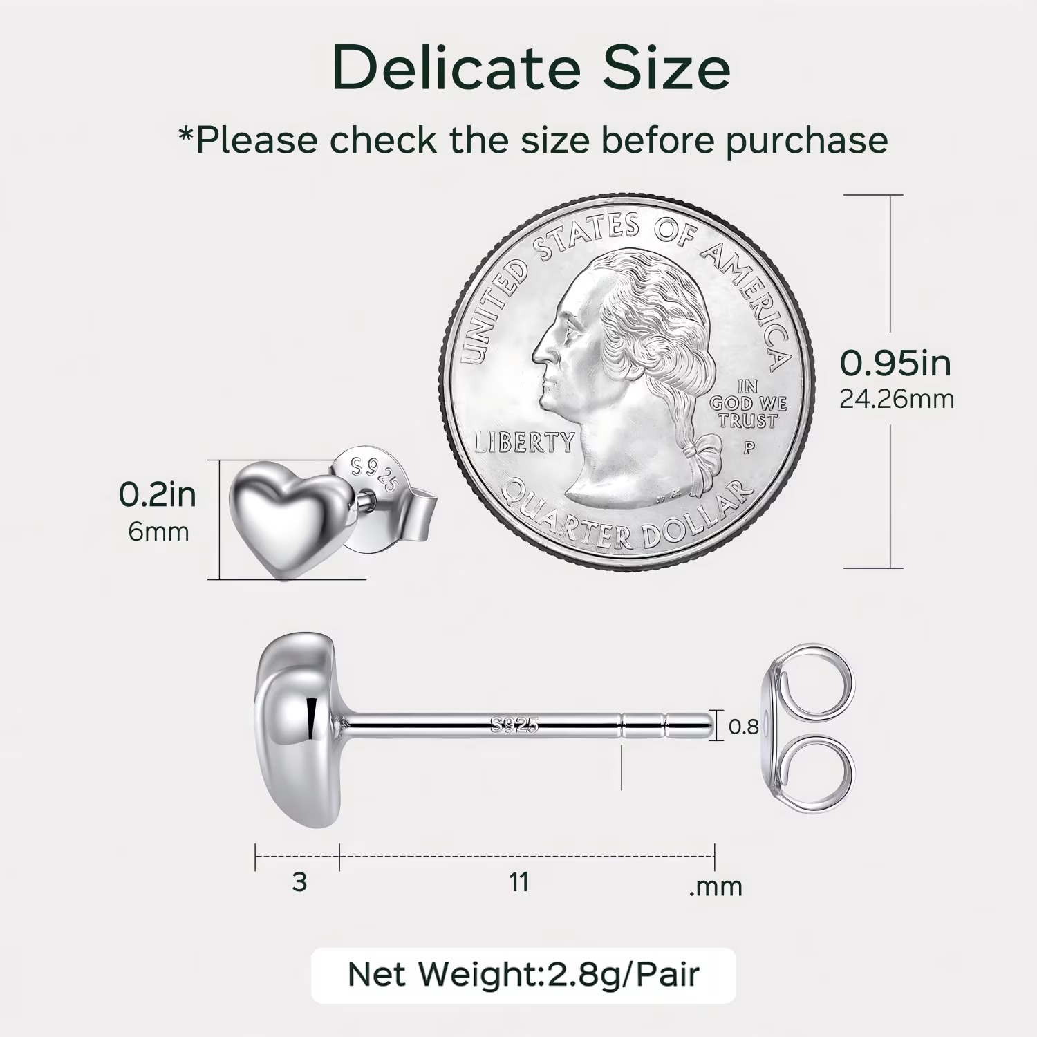 ChicSilver 925 Sterling Silver Heart Stud Earrings for Women, Dainty Small Heart Earrings for Birthday Valentine's Day Gift