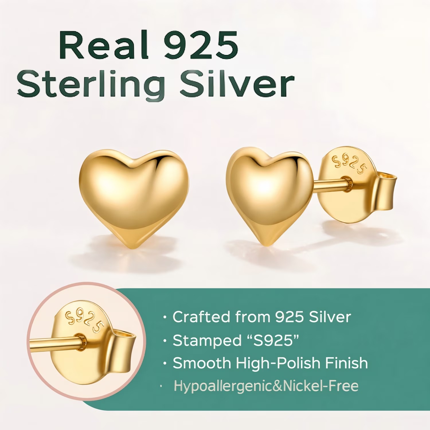 ChicSilver 925 Sterling Silver Heart Stud Earrings for Women, Dainty Small Heart Earrings for Birthday Valentine's Day Gift
