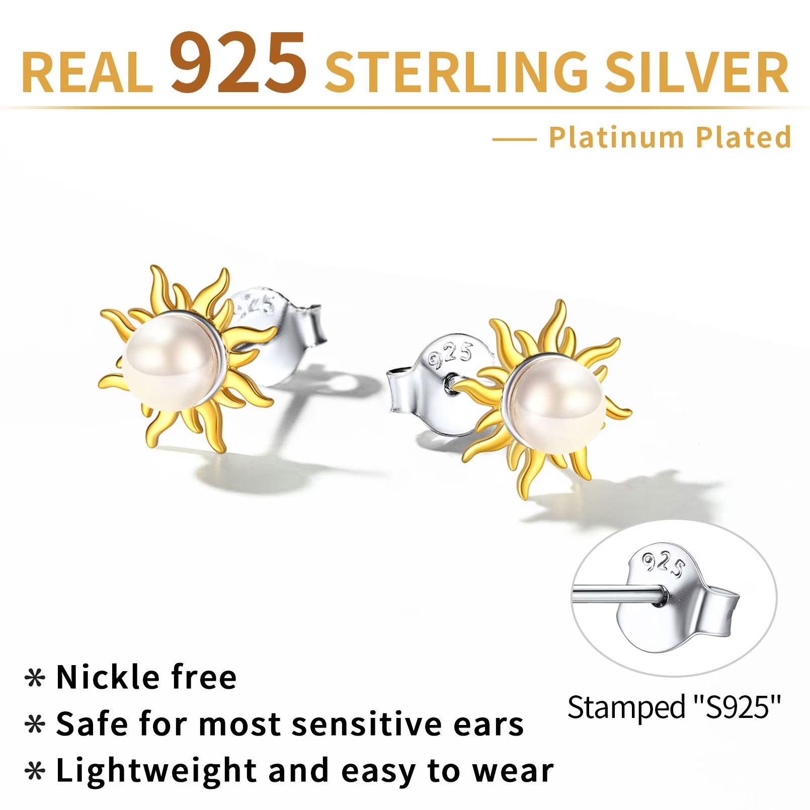 ChicSilver Pearl Earrings for Women 4mm Freshwater Cultured White Button Pearl Stud Earrings 925 Sterling Silver