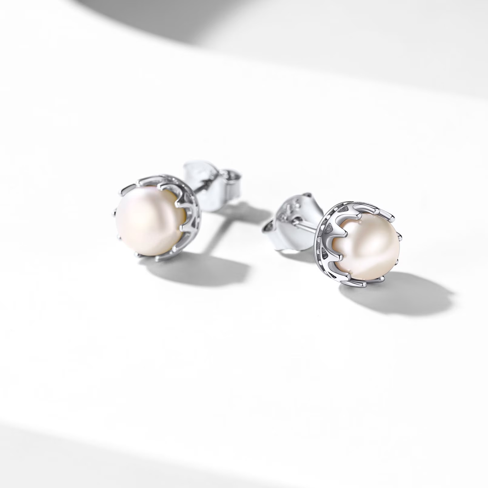ChicSilver Pearl Earrings for Women 4mm Freshwater Cultured White Button Pearl Stud Earrings 925 Sterling Silver