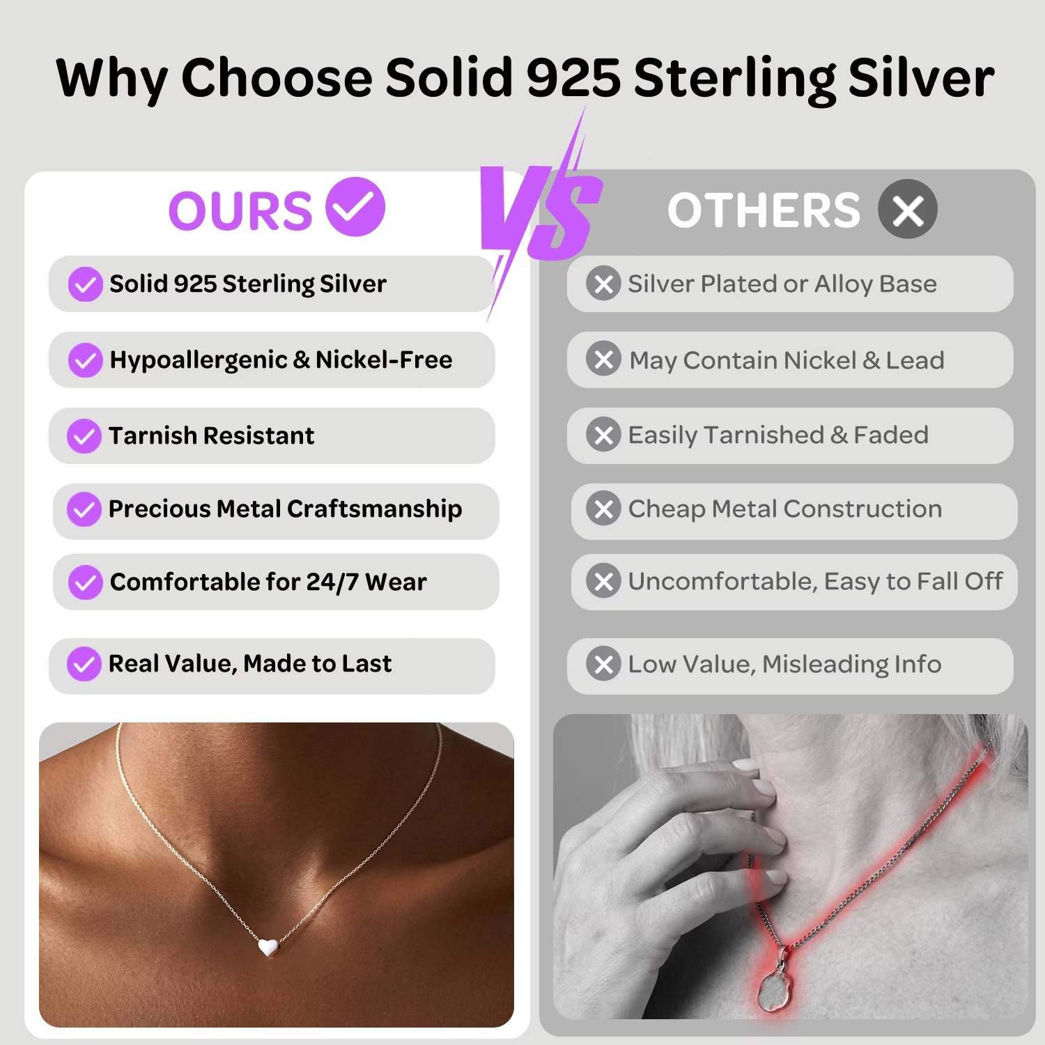 ChicSilver Cute Heart Necklace for Women Teen Girls 925 Sterling Silver Heart Pendant Necklace Small Charm Birthday Christmas Jewelry Gift