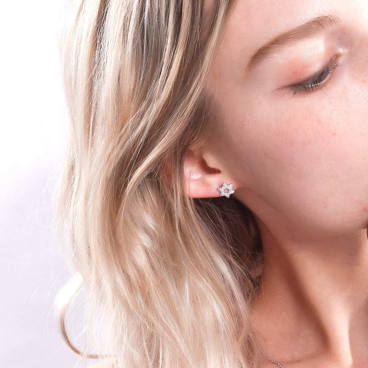 ChicSilver 925 Sterling Silver Jewish Star of David Stud Earrings Fashion Jewelry for Women Men, Silver