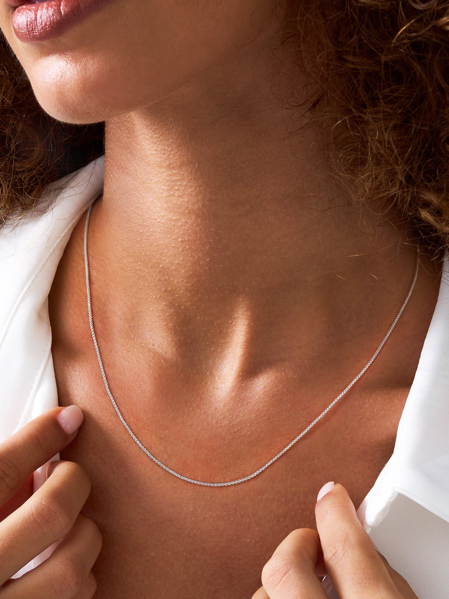 ChicSilver Solid Sterling Silver Polished Box Chain Necklace Chain For Pendants 1-2mm Thin Made in Italy 16-24 inch