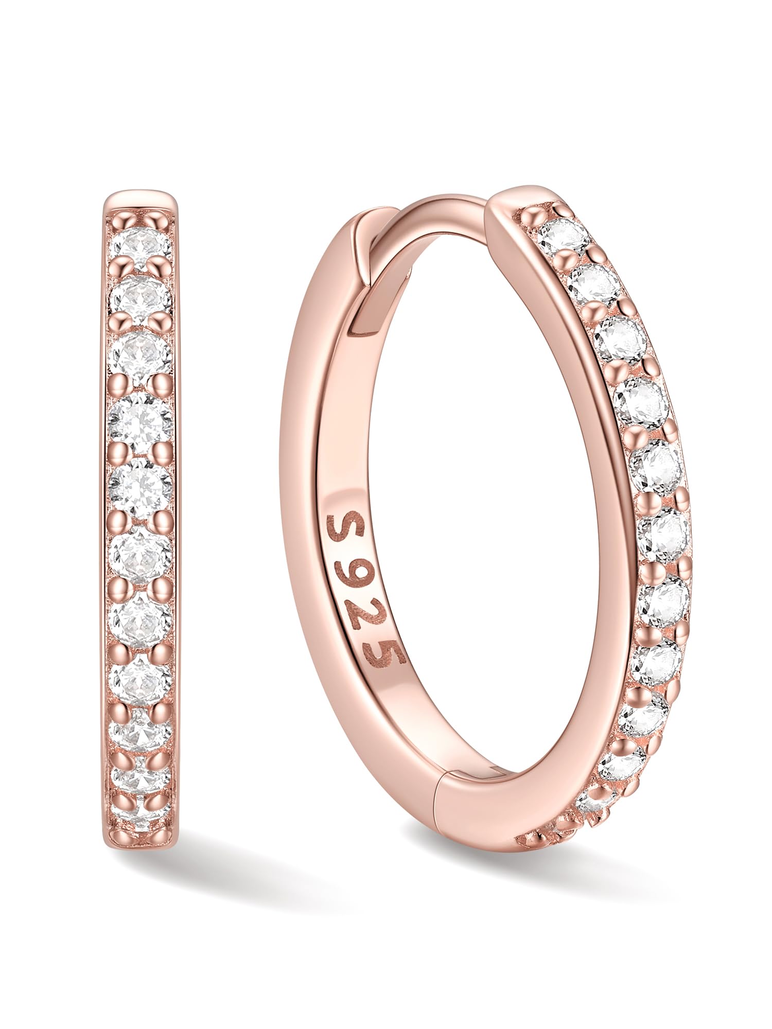 ChicSilver 925 Sterling Silver Small Hoop Earrings for Women Cubic Zirconia 8MM