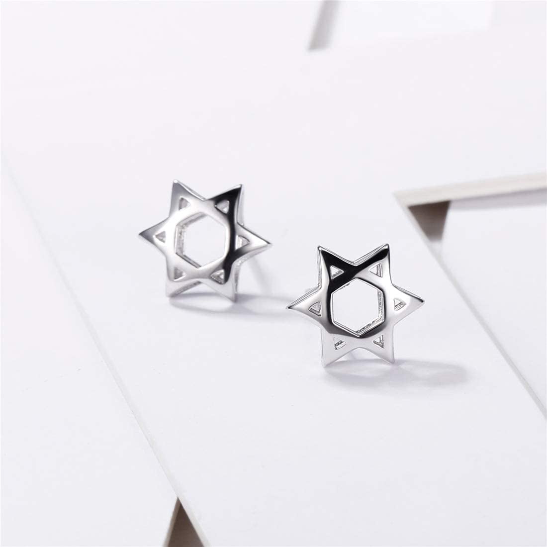 ChicSilver 925 Sterling Silver Jewish Star of David Stud Earrings Fashion Jewelry for Women Men, Silver