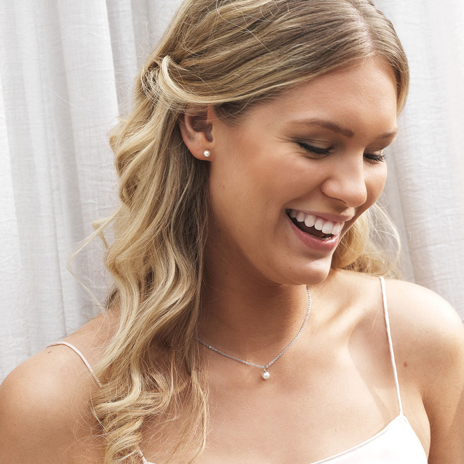 ChicSilver Pearl Earrings for Women 4mm Freshwater Cultured White Button Pearl Stud Earrings 925 Sterling Silver