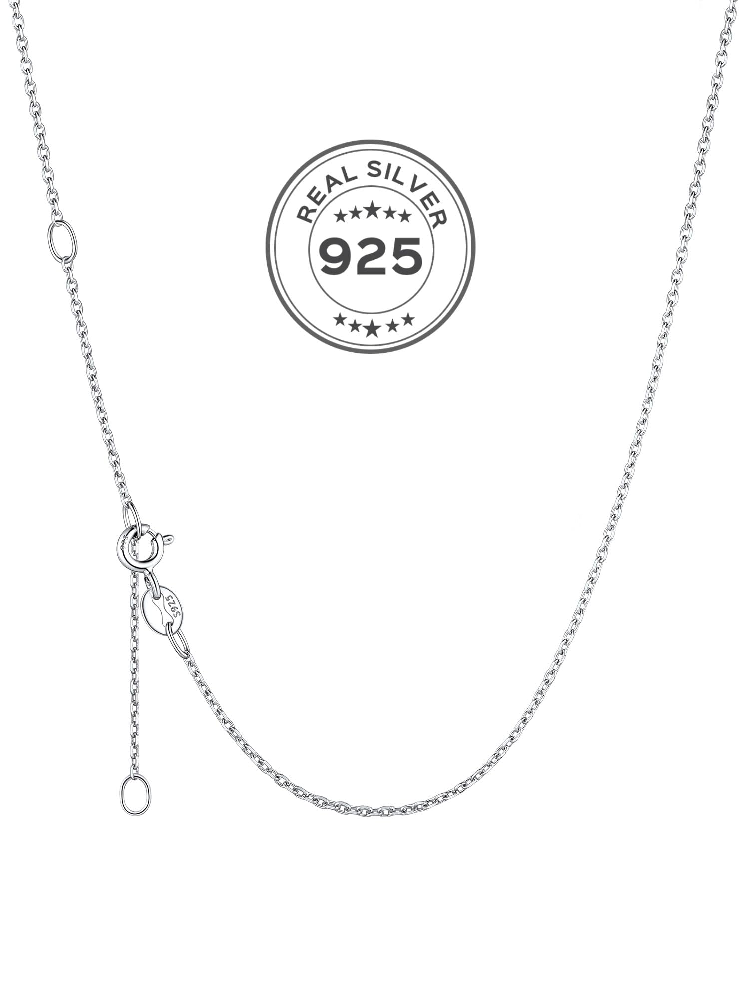 ChicSilver 925 Italian Sterling Silver Necklace Cable Chain for Women 1-2mm Sturdy Thin 16" to 24", Lobster Clasp, Jewelry Unisex