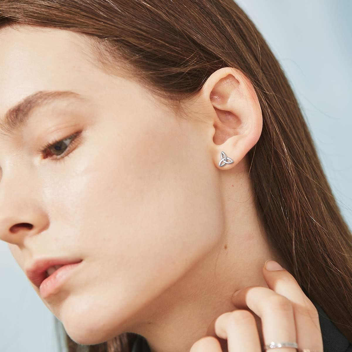 ChicSilver Sterling Silver Celtic Knot Stud Earrings for Women 10 mm Delicate Tiny Triangle Ear Studs Irish Triquetra Celtic Trinity Knot Earrings Irish Small Jewelry