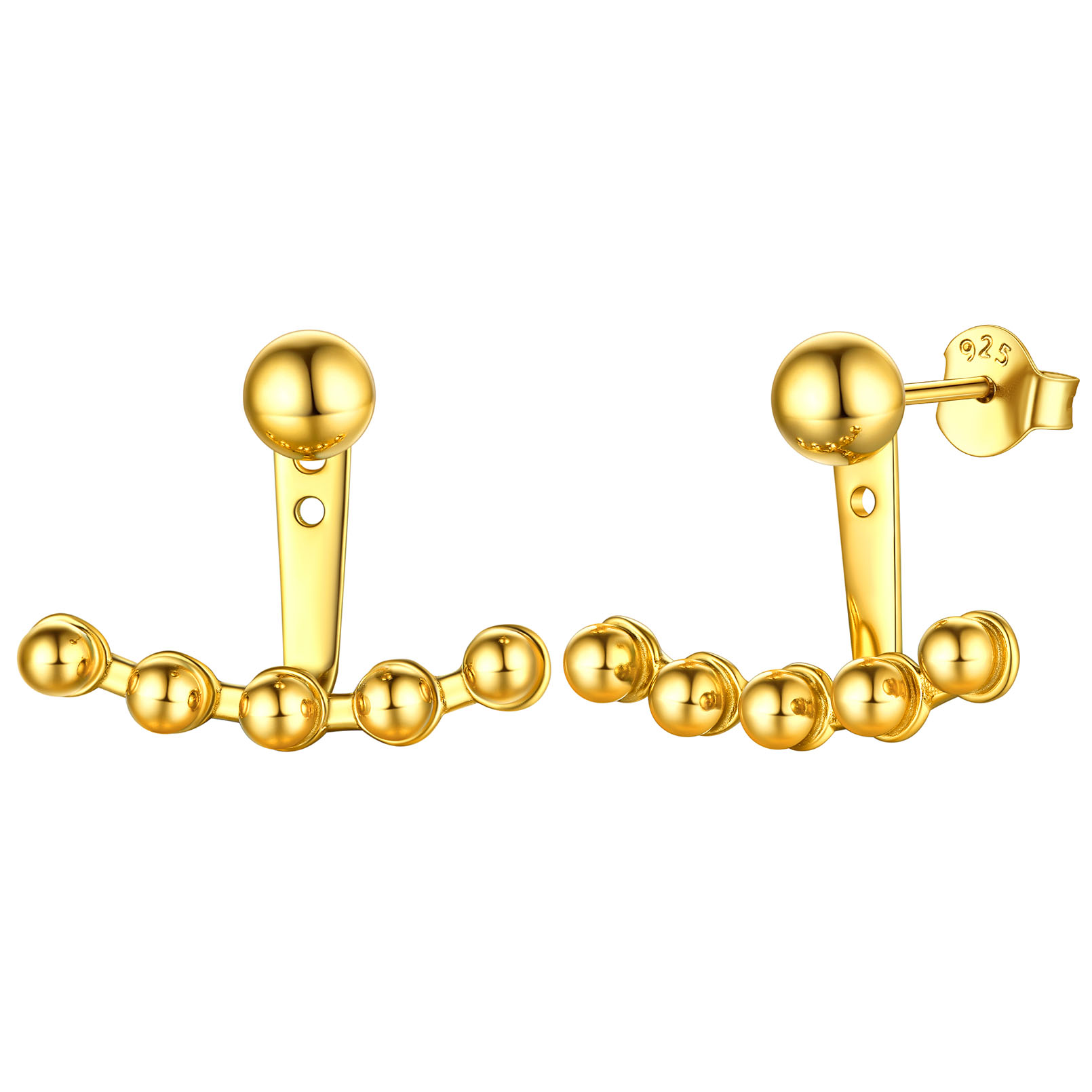 ChicSilver Front Back Stud Earrings Ear Jacket Earrings 925 Sterling Silver Jewelry for Women Girls (Silver)