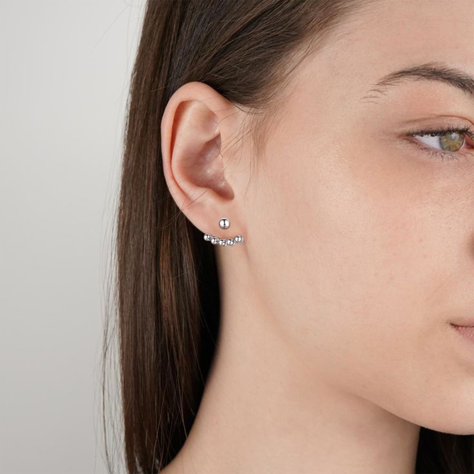 ChicSilver Front Back Stud Earrings Ear Jacket Earrings 925 Sterling Silver Jewelry for Women Girls (Silver)