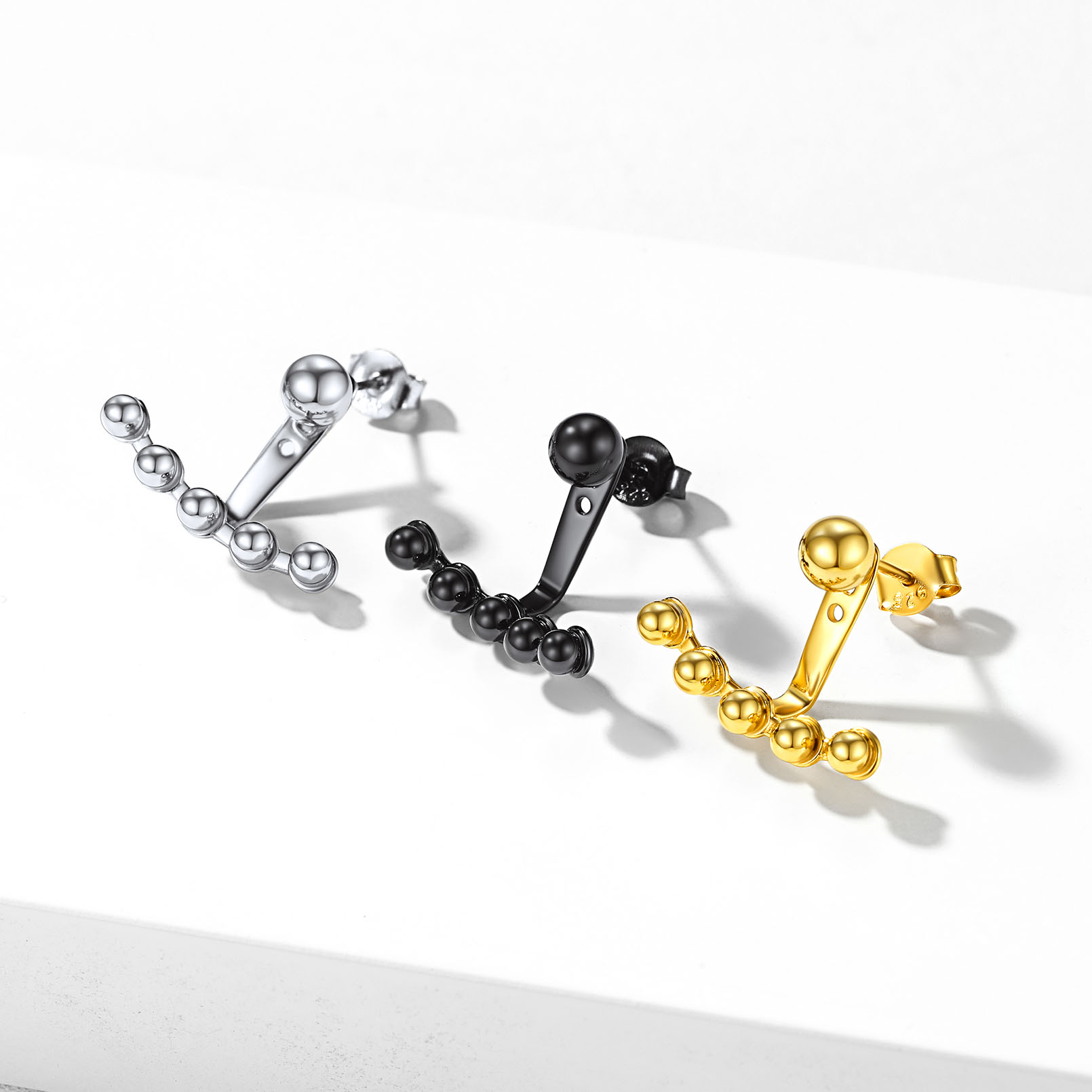 ChicSilver Front Back Stud Earrings Ear Jacket Earrings 925 Sterling Silver Jewelry for Women Girls (Silver)