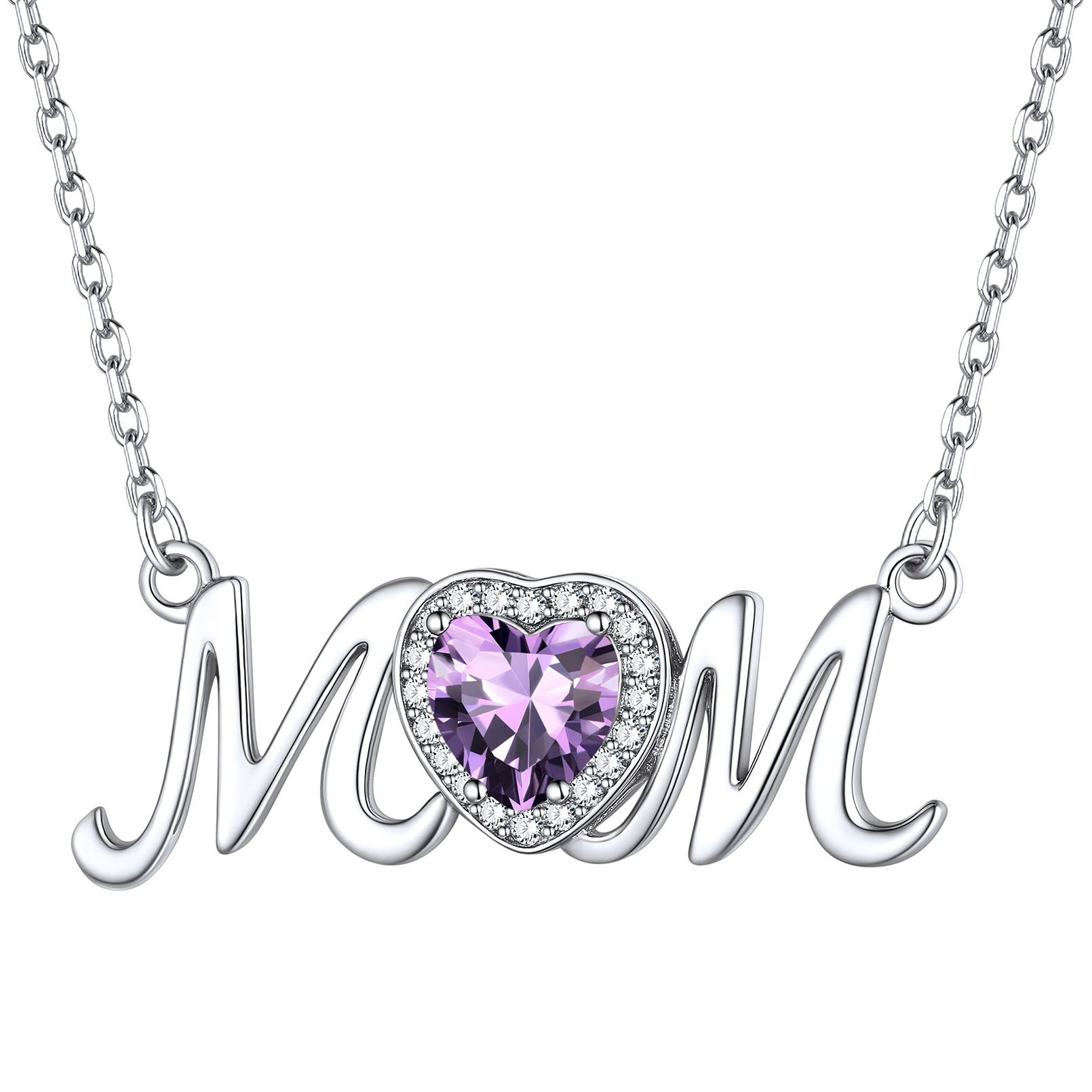 ChicSilver Mom Necklace for Women 925 Sterling Silver Heart Birthstone Jewelry Mothers Day Birthday Christmas Gift from Daughter Son - January