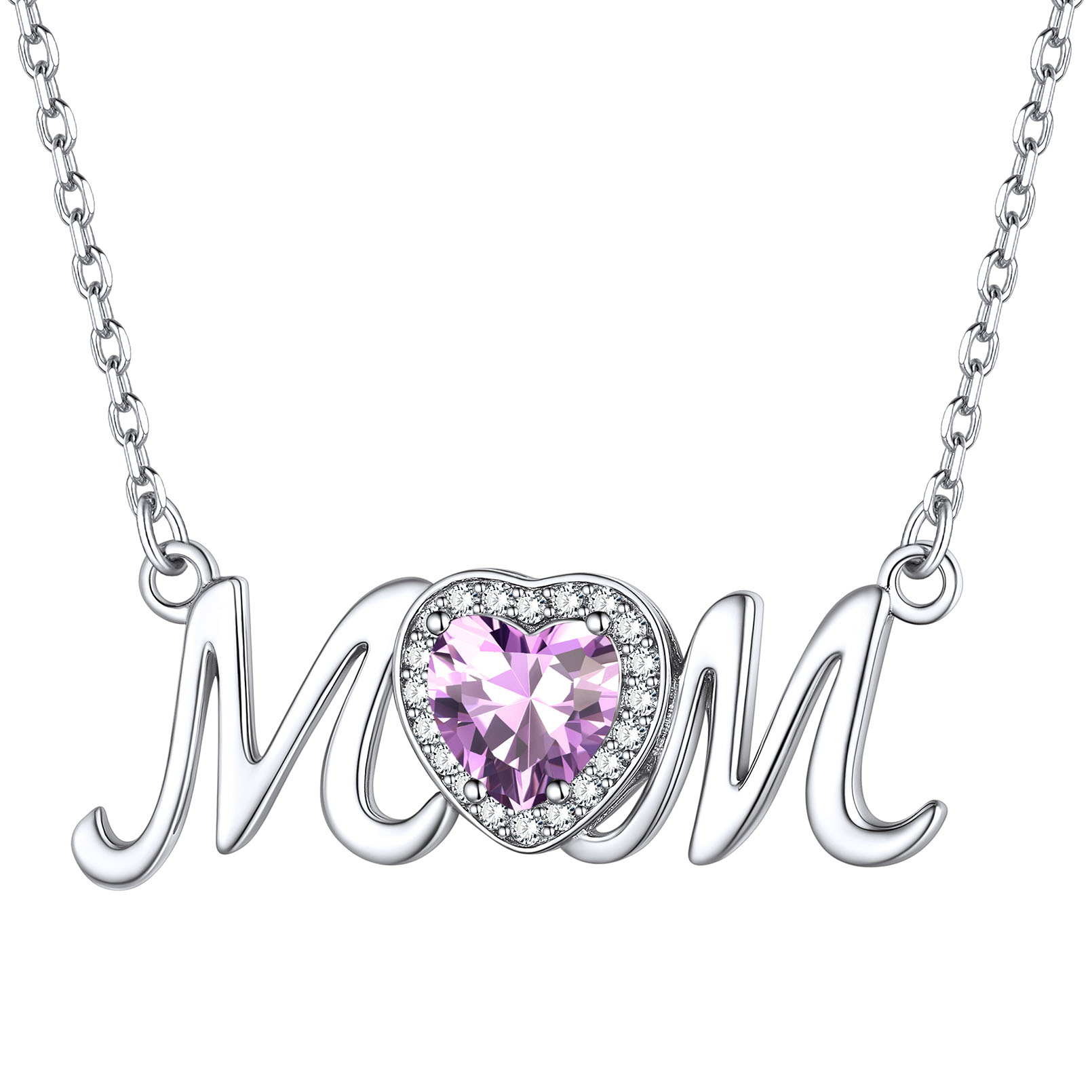 ChicSilver Mom Necklace for Women 925 Sterling Silver Heart Birthstone Jewelry Mothers Day Birthday Christmas Gift from Daughter Son - January