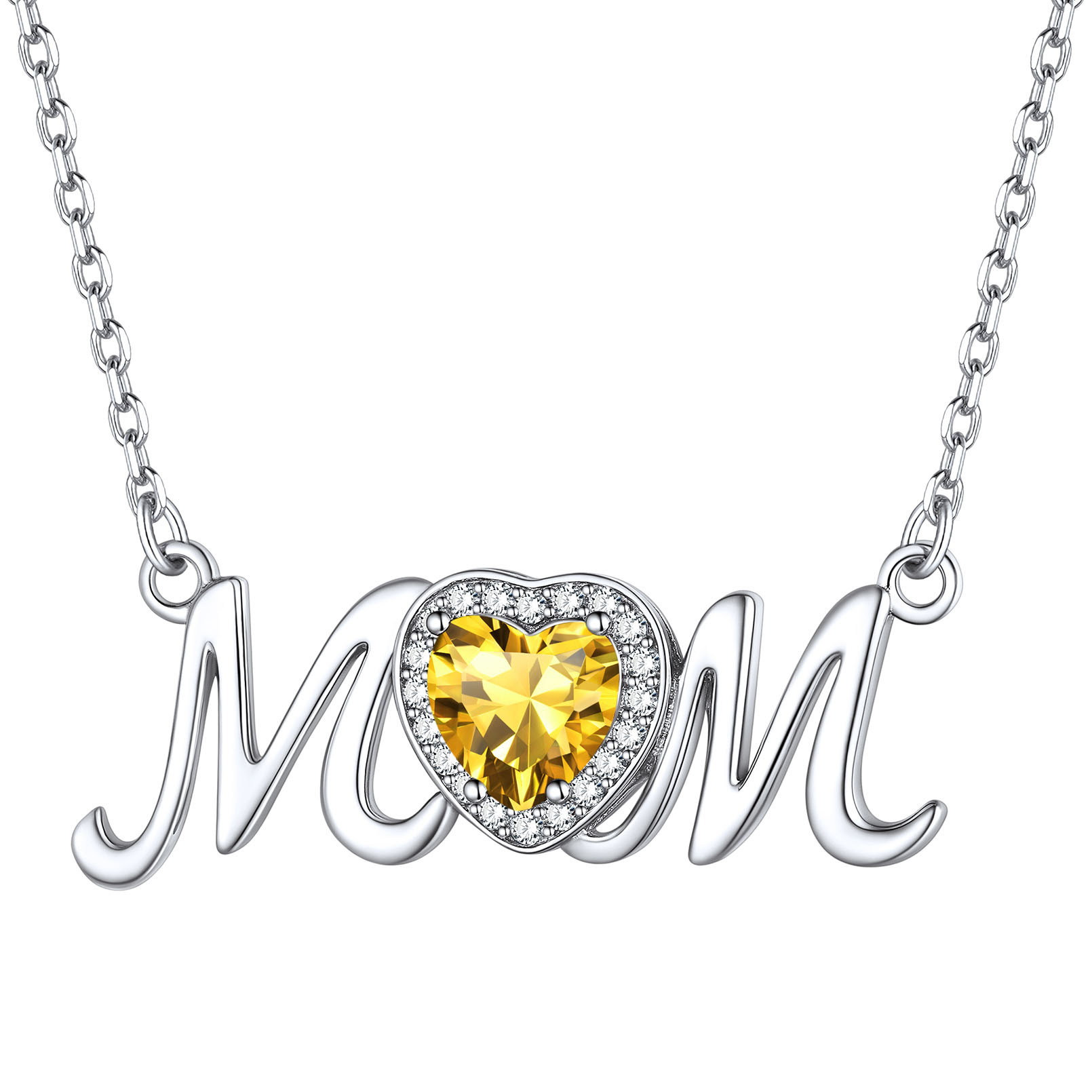 ChicSilver Mom Necklace for Women 925 Sterling Silver Heart Birthstone Jewelry Mothers Day Birthday Christmas Gift from Daughter Son - January