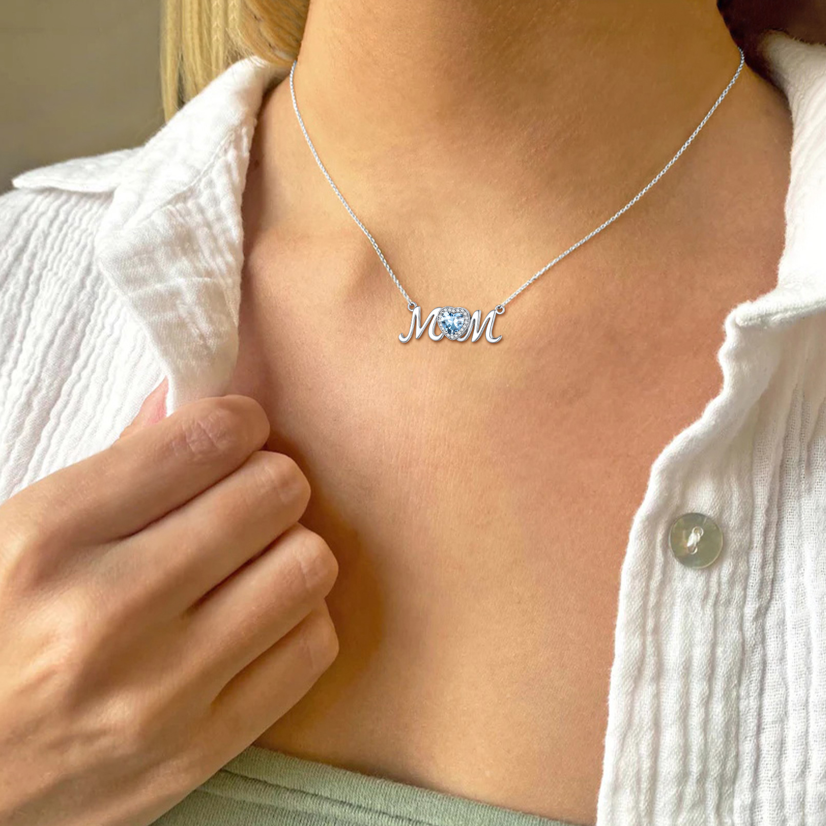 ChicSilver Mom Necklace for Women 925 Sterling Silver Heart Birthstone Jewelry Mothers Day Birthday Christmas Gift from Daughter Son - January