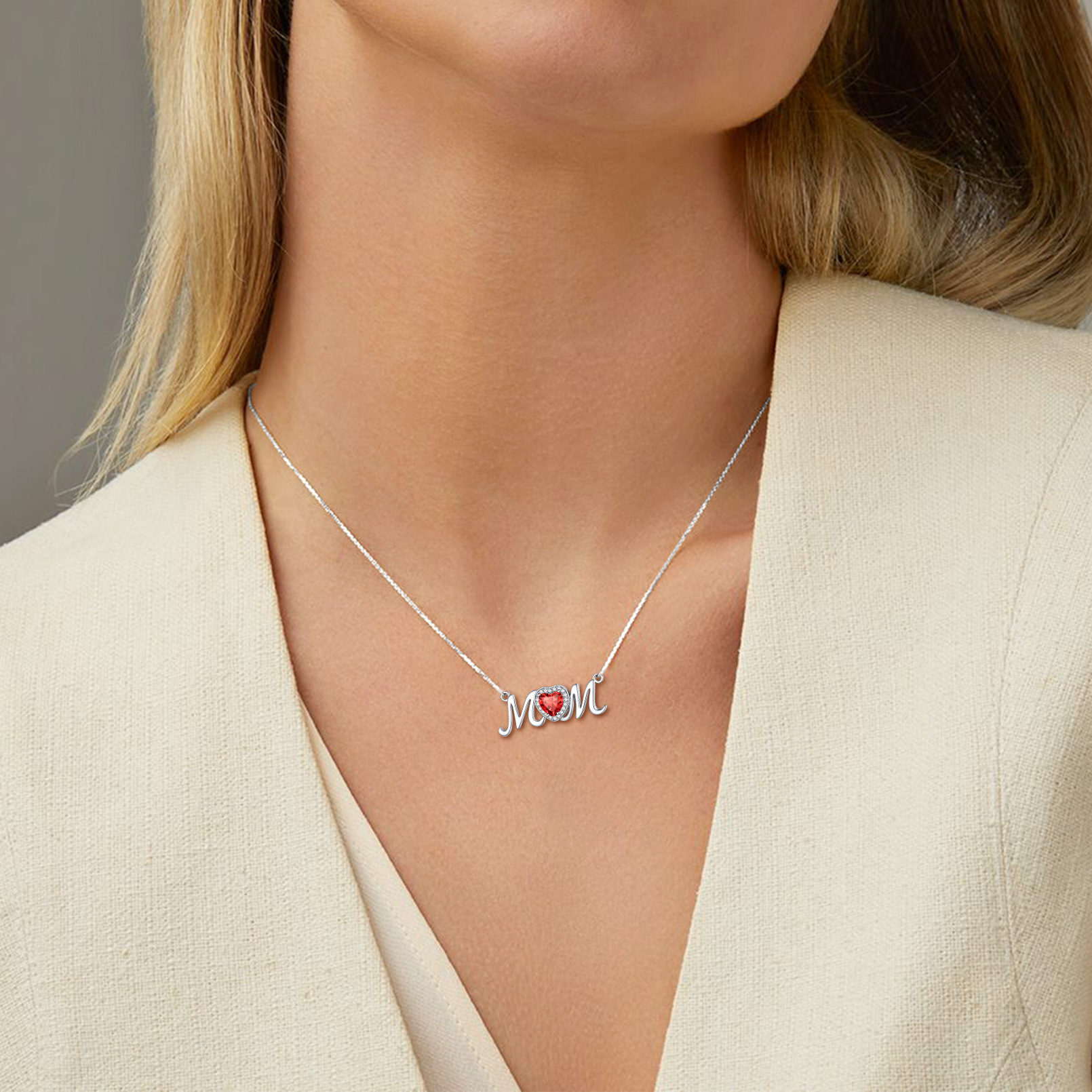 ChicSilver Mom Necklace for Women 925 Sterling Silver Heart Birthstone Jewelry Mothers Day Birthday Christmas Gift from Daughter Son - January